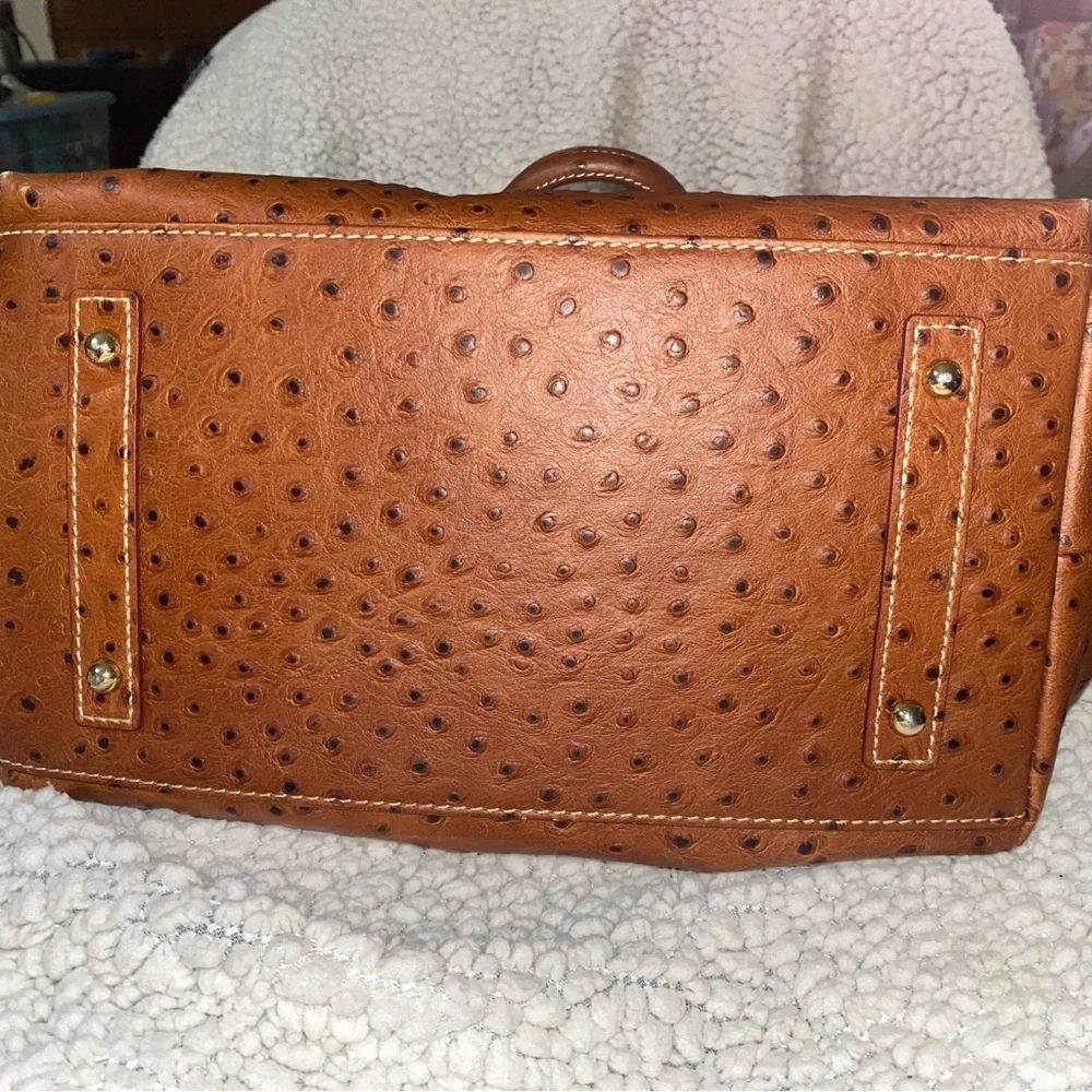 Dooney &‎ Bourke Brown Satchel with Ostrich-Embossed Leather - Picture 4 of 10